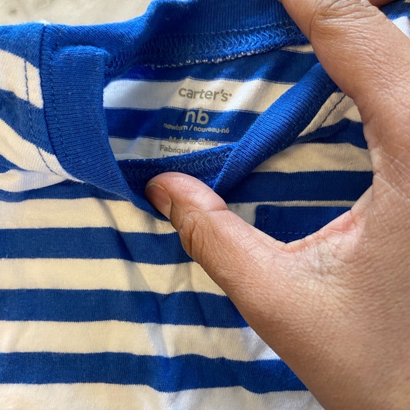 Blue and White Carter’s T shirt Onsie - Picture 2 of 4